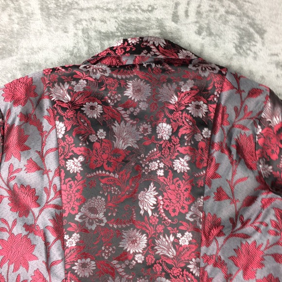 Guillaume Blazer Womens 2X Floral Tapestry Red Silver Metallic Holiday Jacket - Picture 16 of 16